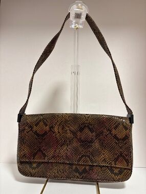 Stuart Weitzman Brown Snakeskin Shoulder Bag